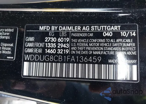 2015 Mercedes-Benz S 550 из США, поврежденный, VIN WDDUG8CB1FA136459